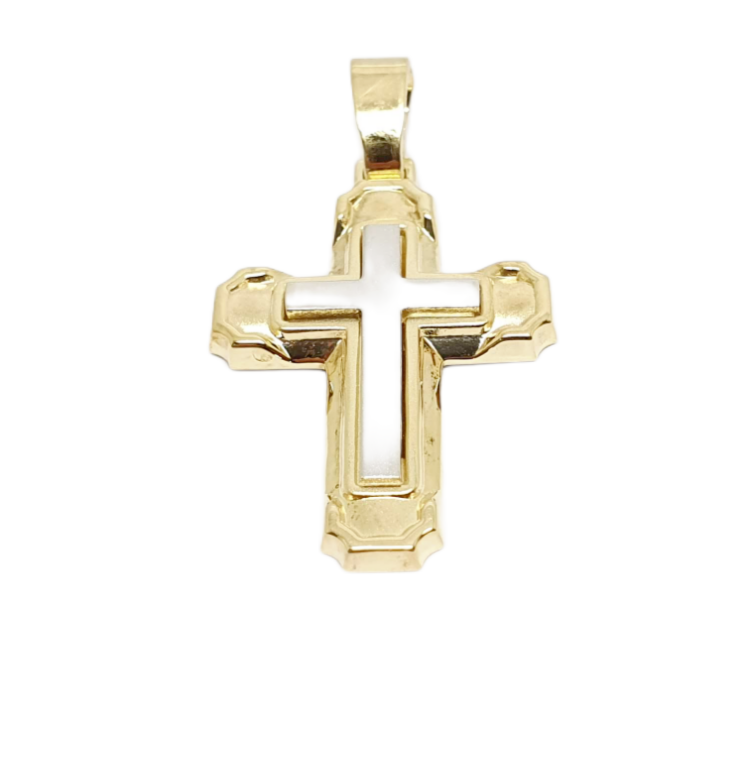 Croce in oro giallo k14 con croce in oro bianco k14 (code AL1830)